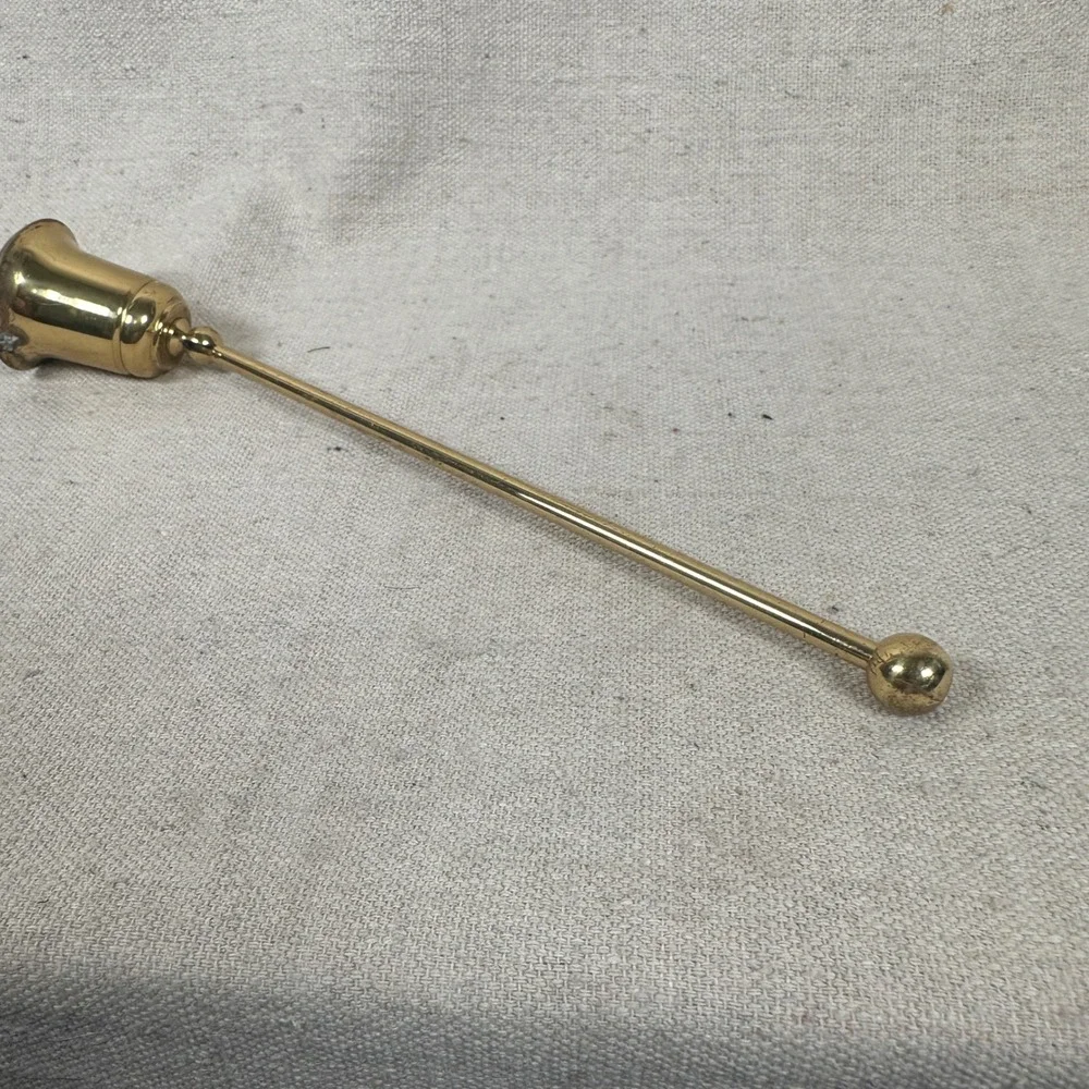 Vintage Polished Brass‎ Candle Snuffer Long Handle Wick Extinguisher Gold Gift
